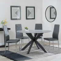 Click to view product details and reviews for Novara Dining Set 4 Seater 130cm Round White Ceramic 4x Metro Dining Chairs Grey Leather Chrome Legs. Click to view product details and reviews for Novara Dining Set 4 Seater 130cm Round White Ceramic 4x Metro Dining Chairs Grey Leather Chrome Legs.