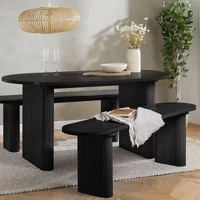 Click to view product details and reviews for Axel Oval Dining Set 6 Seater 160cm With 2 Benches Black Fluted. Click to view product details and reviews for Axel Oval Dining Set 6 Seater 160cm With 2 Benches Black Fluted.