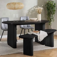 Click to view product details and reviews for Axel Oval Dining Set 6 Seater 160cm With 2 Grey Chairs And 1 Bench Black Fluted. Click to view product details and reviews for Axel Oval Dining Set 6 Seater 160cm With 2 Grey Chairs And 1 Bench Black Fluted.