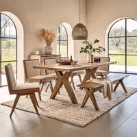 View Sorrento dining set - 8 seater - 205cm - chevron - 5 chairs and 1 bench - elm wood View Sorrento dining set - 8 seater - 205cm - chevron - 5 chairs and 1 bench - elm wood