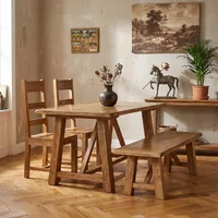 View Odisha dining set - 4 seater - with 2 wooden chairs and bench - solid mango wood View Odisha dining set - 4 seater - with 2 wooden chairs and bench - solid mango wood