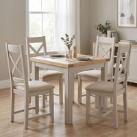 View Windermere painted flip top dining set - 85cm-170cm - 4-6 seater - square - 4 oyster grey - chairs View Windermere painted flip top dining set - 85cm-170cm - 4-6 seater - square - 4 oyster grey - chairs