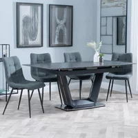 Click to view product details and reviews for Alpha Extending Dining Set 4 6 Seater 140cm 180cm Black Ceramic Corona Dining Chair Light Grey Fabric. Click to view product details and reviews for Alpha Extending Dining Set 4 6 Seater 140cm 180cm Black Ceramic Corona Dining Chair Light Grey Fabric.