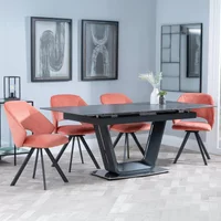 Click to view product details and reviews for Alpha Extending Dining Set 4 6 Seater 140cm 180cm Black Ceramic Ion Swivel Dining Chair Orange Velvet Fabric. Click to view product details and reviews for Alpha Extending Dining Set 4 6 Seater 140cm 180cm Black Ceramic Ion Swivel Dining Chair Orange Velvet Fabric.
