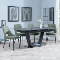 Click to view product details and reviews for Alpha Extending Dining Set 4 6 Seater 140cm 180cm Black Ceramic Peyton Dining Chair Green Fabric. Click to view product details and reviews for Alpha Extending Dining Set 4 6 Seater 140cm 180cm Black Ceramic Peyton Dining Chair Green Fabric.