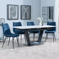 Click to view product details and reviews for Alpha Extending Dining Set 4 6 Seater 140cm 180cm White Ceramic Corona Dining Chair Blue Fabric. Click to view product details and reviews for Alpha Extending Dining Set 4 6 Seater 140cm 180cm White Ceramic Corona Dining Chair Blue Fabric.