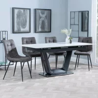 Click to view product details and reviews for Alpha Extending Dining Set 4 6 Seater 140cm 180cm White Ceramic Corona Dining Chair Grey Fabric. Click to view product details and reviews for Alpha Extending Dining Set 4 6 Seater 140cm 180cm White Ceramic Corona Dining Chair Grey Fabric.