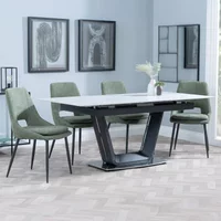 Click to view product details and reviews for Alpha Extending Dining Set 4 6 Seater 140cm 180cm White Ceramic Peyton Dining Chair Green Fabric. Click to view product details and reviews for Alpha Extending Dining Set 4 6 Seater 140cm 180cm White Ceramic Peyton Dining Chair Green Fabric.