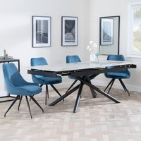 View Apollo extending dining set - 6-8 seater - 160cm-220cm - grey ceramic - arctic swivel dining chair - blue velvet fabric View Apollo extending dining set - 6-8 seater - 160cm-220cm - grey ceramic - arctic swivel dining chair - blue velvet fabric