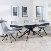 View Apollo extending dining set - 6-8 seater - 160cm-220cm - grey ceramic - arctic swivel dining chair - grey velvet fabric View Apollo extending dining set - 6-8 seater - 160cm-220cm - grey ceramic - arctic swivel dining chair - grey velvet fabric