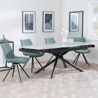 View Apollo extending dining set - 6-8 seater - 160cm-220cm - grey ceramic - boden swivel dining chair - green fabric View Apollo extending dining set - 6-8 seater - 160cm-220cm - grey ceramic - boden swivel dining chair - green fabric