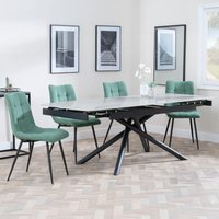 View Apollo extending dining set - 6-8 seater - 160cm-220cm - grey ceramic - corona dining chair - green fabric View Apollo extending dining set - 6-8 seater - 160cm-220cm - grey ceramic - corona dining chair - green fabric