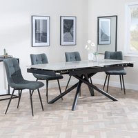 View Apollo extending dining set - 6-8 seater - 160cm-220cm - grey ceramic - corona dining chair - light grey fabric View Apollo extending dining set - 6-8 seater - 160cm-220cm - grey ceramic - corona dining chair - light grey fabric