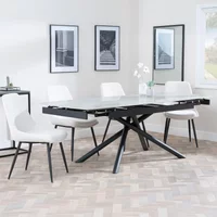View Apollo extending dining set - 6-8 seater - 160cm-220cm - grey ceramic - darwin dining chair - cream fabric View Apollo extending dining set - 6-8 seater - 160cm-220cm - grey ceramic - darwin dining chair - cream fabric