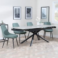 View Apollo extending dining set - 6-8 seater - 160cm-220cm - grey ceramic - darwin dining chair - green fabric View Apollo extending dining set - 6-8 seater - 160cm-220cm - grey ceramic - darwin dining chair - green fabric