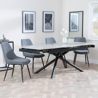 View Apollo extending dining set - 6-8 seater - 160cm-220cm - grey ceramic - darwin dining chair - grey fabric View Apollo extending dining set - 6-8 seater - 160cm-220cm - grey ceramic - darwin dining chair - grey fabric