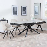 View Apollo extending dining set - 6-8 seater - 160cm-220cm - grey ceramic - ion swivel dining chair - beige velvet fabric View Apollo extending dining set - 6-8 seater - 160cm-220cm - grey ceramic - ion swivel dining chair - beige velvet fabric