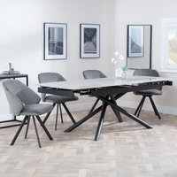 View Apollo extending dining set - 6-8 seater - 160cm-220cm - grey ceramic - ion swivel dining chair - dark grey velvet fabric View Apollo extending dining set - 6-8 seater - 160cm-220cm - grey ceramic - ion swivel dining chair - dark grey velvet fabric