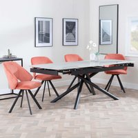 View Apollo extending dining set - 6-8 seater - 160cm-220cm - grey ceramic - ion swivel dining chair - orange velvet fabric View Apollo extending dining set - 6-8 seater - 160cm-220cm - grey ceramic - ion swivel dining chair - orange velvet fabric