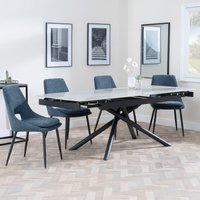View Apollo extending dining set - 6-8 seater - 160cm-220cm - grey ceramic - peyton dining chair - blue fabric View Apollo extending dining set - 6-8 seater - 160cm-220cm - grey ceramic - peyton dining chair - blue fabric