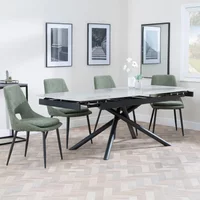 View Apollo extending dining set - 6-8 seater - 160cm-220cm - grey ceramic - peyton dining chair - green fabric View Apollo extending dining set - 6-8 seater - 160cm-220cm - grey ceramic - peyton dining chair - green fabric