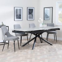 View Apollo extending dining set - 6-8 seater - 160cm-220cm - grey ceramic - peyton dining chair - grey fabric View Apollo extending dining set - 6-8 seater - 160cm-220cm - grey ceramic - peyton dining chair - grey fabric