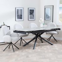 View Apollo extending dining set - 6-8 seater - 160cm-220cm - grey ceramic - theo swivel dining chair - grey fabric View Apollo extending dining set - 6-8 seater - 160cm-220cm - grey ceramic - theo swivel dining chair - grey fabric