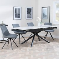 View Apollo extending dining set - 6-8 seater - 160cm-220cm - white ceramic - boden swivel dining chair - grey fabric View Apollo extending dining set - 6-8 seater - 160cm-220cm - white ceramic - boden swivel dining chair - grey fabric