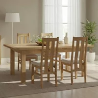 Click to view product details and reviews for Appleby Extending Dining Set 4 Seater 120cm 153cm Oak With 4 Arizona Slatted Chairs Beige Fabric Seat Pad. Click to view product details and reviews for Appleby Extending Dining Set 4 Seater 120cm 153cm Oak With 4 Arizona Slatted Chairs Beige Fabric Seat Pad.