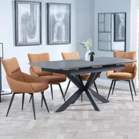 Click to view product details and reviews for Bari Extending Dining Set 4 6 Seater 140cm 180cm Grey Ceramic Ace Swivel Dining Chair Orange Fabric. Click to view product details and reviews for Bari Extending Dining Set 4 6 Seater 140cm 180cm Grey Ceramic Ace Swivel Dining Chair Orange Fabric.