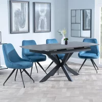 Click to view product details and reviews for Bari Extending Dining Set 4 6 Seater 140cm 180cm Grey Ceramic Arctic Swivel Dining Chair Blue Velvet Fabric. Click to view product details and reviews for Bari Extending Dining Set 4 6 Seater 140cm 180cm Grey Ceramic Arctic Swivel Dining Chair Blue Velvet Fabric.