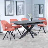 Click to view product details and reviews for Bari Extending Dining Set 4 6 Seater 140cm 180cm Grey Ceramic Ion Swivel Dining Chair Orange Velvet Fabric. Click to view product details and reviews for Bari Extending Dining Set 4 6 Seater 140cm 180cm Grey Ceramic Ion Swivel Dining Chair Orange Velvet Fabric.
