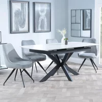 Click to view product details and reviews for Bari Extending Dining Set 4 6 Seater 140cm 180cm White Ceramic Arctic Swivel Dining Chair Grey Velvet Fabric. Click to view product details and reviews for Bari Extending Dining Set 4 6 Seater 140cm 180cm White Ceramic Arctic Swivel Dining Chair Grey Velvet Fabric.