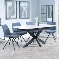 Click to view product details and reviews for Bari Extending Dining Set 4 6 Seater 140cm 180cm White Ceramic Boden Swivel Dining Chair Dark Grey Fabric. Click to view product details and reviews for Bari Extending Dining Set 4 6 Seater 140cm 180cm White Ceramic Boden Swivel Dining Chair Dark Grey Fabric.