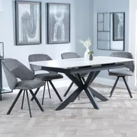 Click to view product details and reviews for Bari Extending Dining Set 4 6 Seater 140cm 180cm White Ceramic Ion Swivel Dining Chair Dark Grey Velvet Fabric. Click to view product details and reviews for Bari Extending Dining Set 4 6 Seater 140cm 180cm White Ceramic Ion Swivel Dining Chair Dark Grey Velvet Fabric.