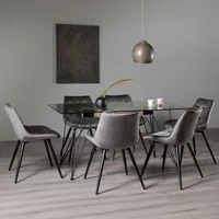 Click to view product details and reviews for Miro Glass Dining Table Set 6 Seater 160cm 6 Seurat Grey Velvet Chairs. Click to view product details and reviews for Miro Glass Dining Table Set 6 Seater 160cm 6 Seurat Grey Velvet Chairs.