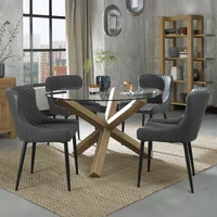 Click to view product details and reviews for Turin Glass Dining Table Set 4 Seater 120cm Round Light Oak Legs 4 Cezanne Dark Grey Faux Leather Chairs Black Legs. Click to view product details and reviews for Turin Glass Dining Table Set 4 Seater 120cm Round Light Oak Legs 4 Cezanne Dark Grey Faux Leather Chairs Black Legs.
