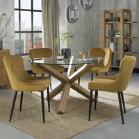 Click to view product details and reviews for Turin Glass Dining Table Set 4 Seater 120cm Round Light Oak Legs 4 Cezanne Mustard Velvet Chairs Black Legs. Click to view product details and reviews for Turin Glass Dining Table Set 4 Seater 120cm Round Light Oak Legs 4 Cezanne Mustard Velvet Chairs Black Legs.