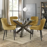Click to view product details and reviews for Turin Glass Round Dining Table 4 Seater 120cm Dark Oak Legs 4 Cezanne Mustard Velvet Chairs Black Legs. Click to view product details and reviews for Turin Glass Round Dining Table 4 Seater 120cm Dark Oak Legs 4 Cezanne Mustard Velvet Chairs Black Legs.