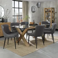 Click to view product details and reviews for Turin Glass Dining Table Set 6 Seater 180cm Light Oak Legs 6 Cezanne Dark Grey Faux Leather Chairs Black Legs. Click to view product details and reviews for Turin Glass Dining Table Set 6 Seater 180cm Light Oak Legs 6 Cezanne Dark Grey Faux Leather Chairs Black Legs.