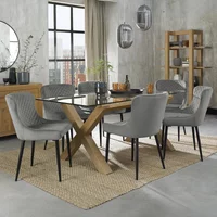 Click to view product details and reviews for Turin Glass Dining Table Set 6 Seater 180cm Light Oak Legs 6 Cezanne Grey Velvet Chairs Black Legs. Click to view product details and reviews for Turin Glass Dining Table Set 6 Seater 180cm Light Oak Legs 6 Cezanne Grey Velvet Chairs Black Legs.