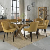 Click to view product details and reviews for Turin Glass Dining Table Set 6 Seater 180cm Light Oak Legs 6 Cezanne Mustard Velvet Chairs Black Legs. Click to view product details and reviews for Turin Glass Dining Table Set 6 Seater 180cm Light Oak Legs 6 Cezanne Mustard Velvet Chairs Black Legs.