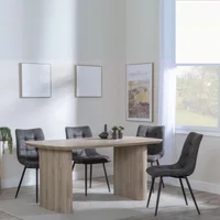 View Bern fluted dining set - 6 seater - 160cm - oak - corona dining chairs - grey fabric View Bern fluted dining set - 6 seater - 160cm - oak - corona dining chairs - grey fabric