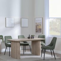 View Bern fluted dining set - 6 seater - 160cm - oak - peyton dining chairs - green fabric View Bern fluted dining set - 6 seater - 160cm - oak - peyton dining chairs - green fabric