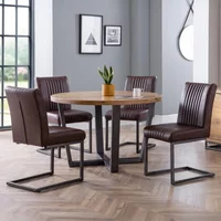 Click to view product details and reviews for Brooklyn Dining Set 4 Seater 120cm Round 4 Brown Leather Chairs Oak. Click to view product details and reviews for Brooklyn Dining Set 4 Seater 120cm Round 4 Brown Leather Chairs Oak.
