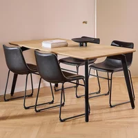 View Cadiz dining set - 4 seater - 160cm - oak - with black vintage dining chair View Cadiz dining set - 4 seater - 160cm - oak - with black vintage dining chair