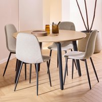 View Cadiz dining set - round - 4 seater - 120cm - oak - with nesia beige fabric dining chair View Cadiz dining set - round - 4 seater - 120cm - oak - with nesia beige fabric dining chair