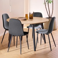 View Cadiz dining set - round - 4 seater - 120cm - oak - with nesia dark grey fabric dining chair View Cadiz dining set - round - 4 seater - 120cm - oak - with nesia dark grey fabric dining chair