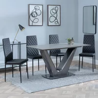 Click to view product details and reviews for Camilla Dining Set 4 Seater 140cm Grey Ceramic 4x Metro Dining Chairs Black Leather Black Legs. Click to view product details and reviews for Camilla Dining Set 4 Seater 140cm Grey Ceramic 4x Metro Dining Chairs Black Leather Black Legs.