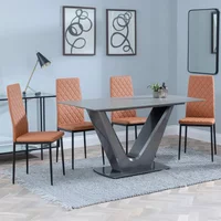 Click to view product details and reviews for Camilla Dining Set 4 Seater 140cm Grey Ceramic 4x Metro Dining Chairs Burnt Orange Leather Black Legs. Click to view product details and reviews for Camilla Dining Set 4 Seater 140cm Grey Ceramic 4x Metro Dining Chairs Burnt Orange Leather Black Legs.